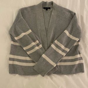 Grey and white striped knit cropped cardigan from Banana Republic in a medium